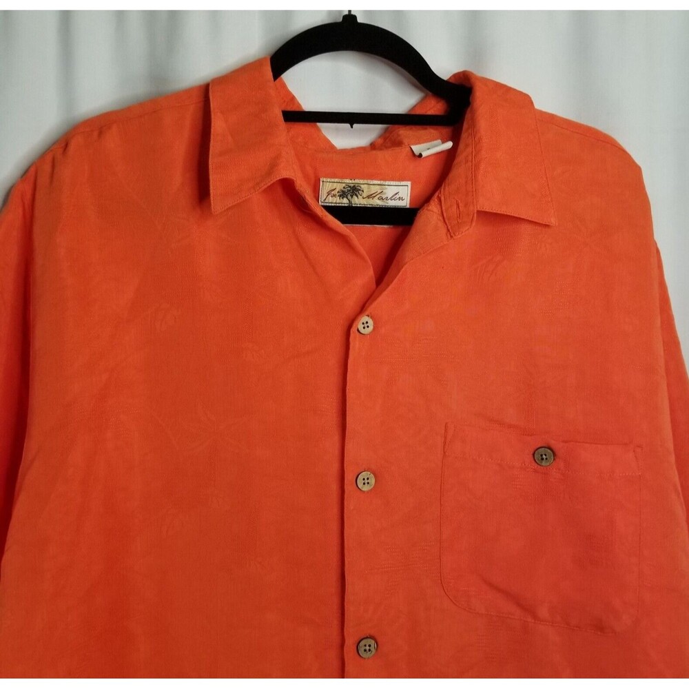 Men's Orange Hawaiian Style Shirt Joe Marlin Comfort Fit Textured Size XL - Picture 2 of 5